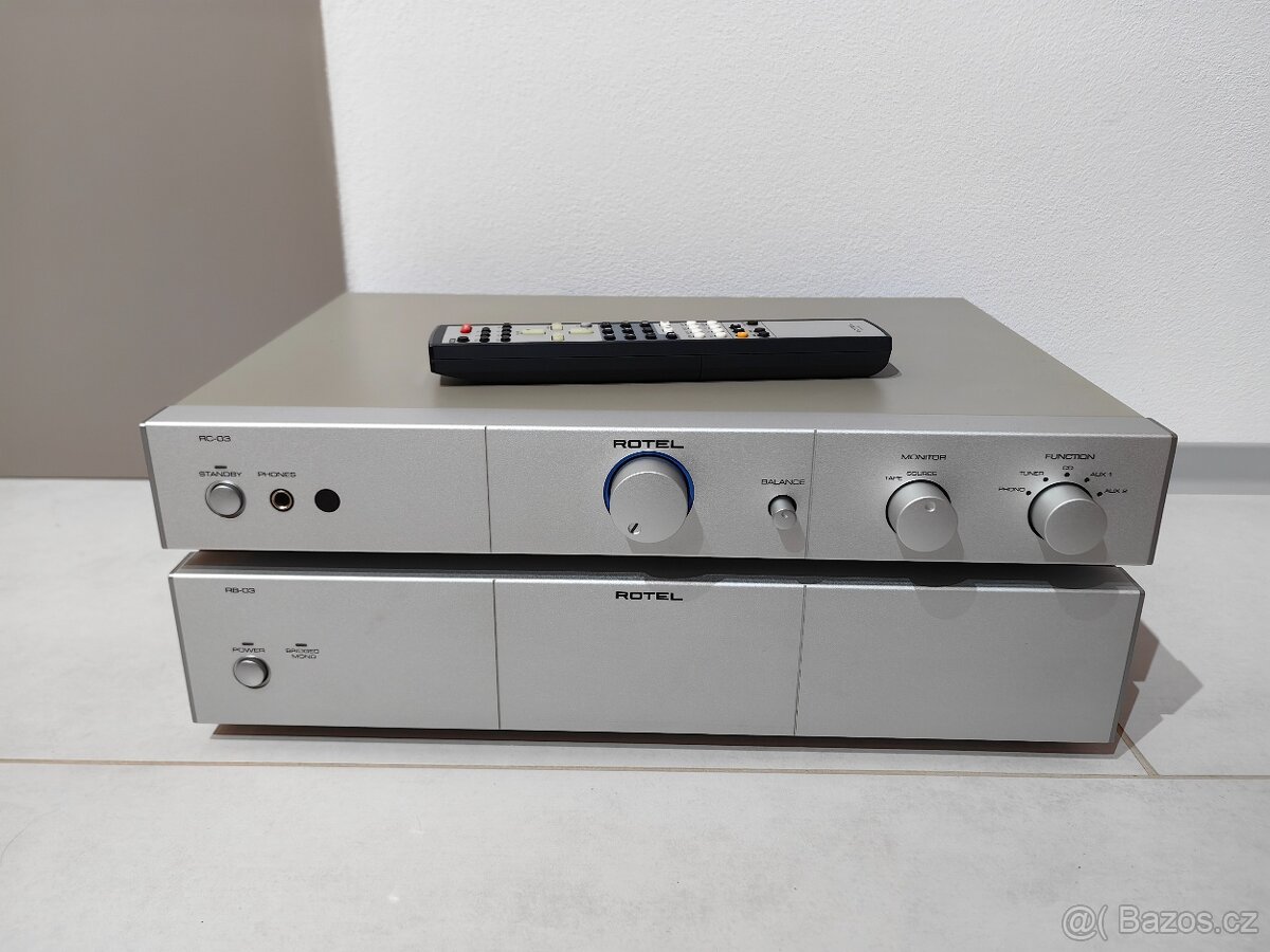 ROTEL RB03 + ROTEL RC03 pre amp + koncák - 4