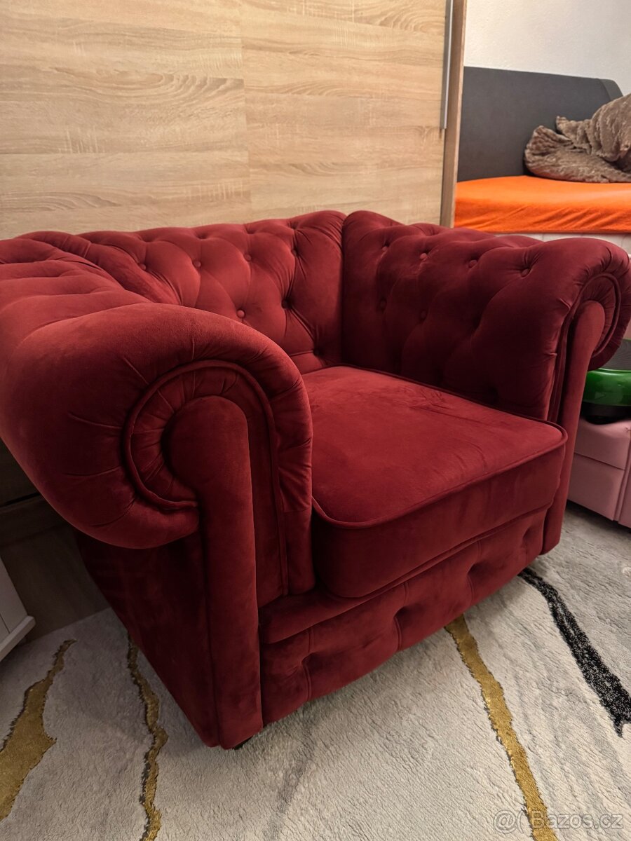 Křeslo styl Chesterfield - 4