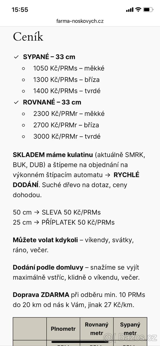 Palivové dřevo štípané - Farma Noskových u Miletína - 4