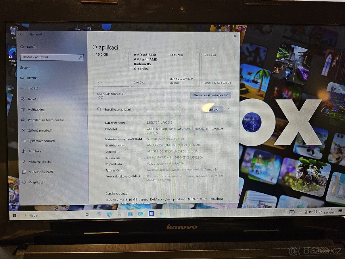 Notebook Lenovo 16GB RAM - 4