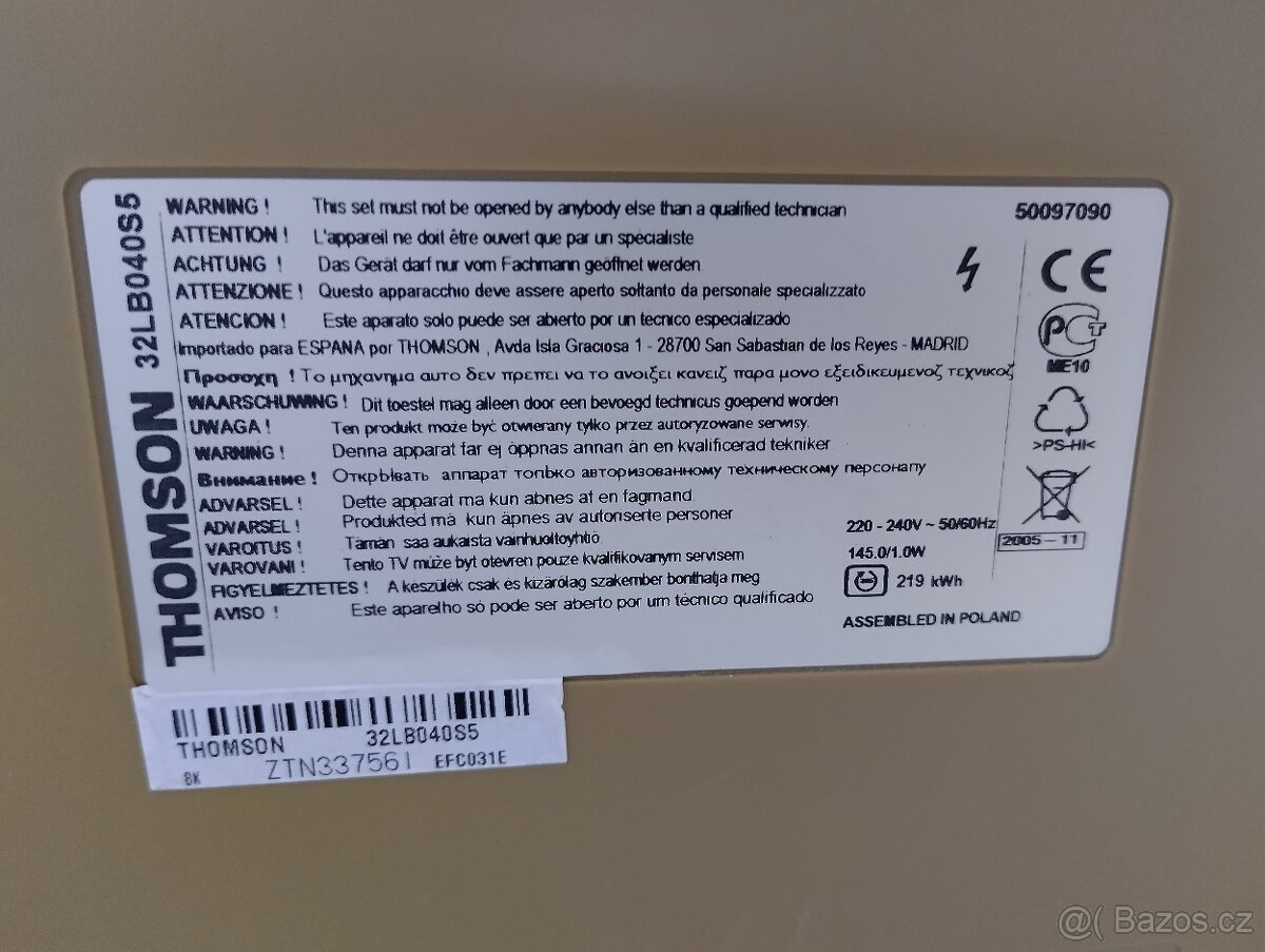 Televize THOMSON 32LB040S5 - za odvoz - 4