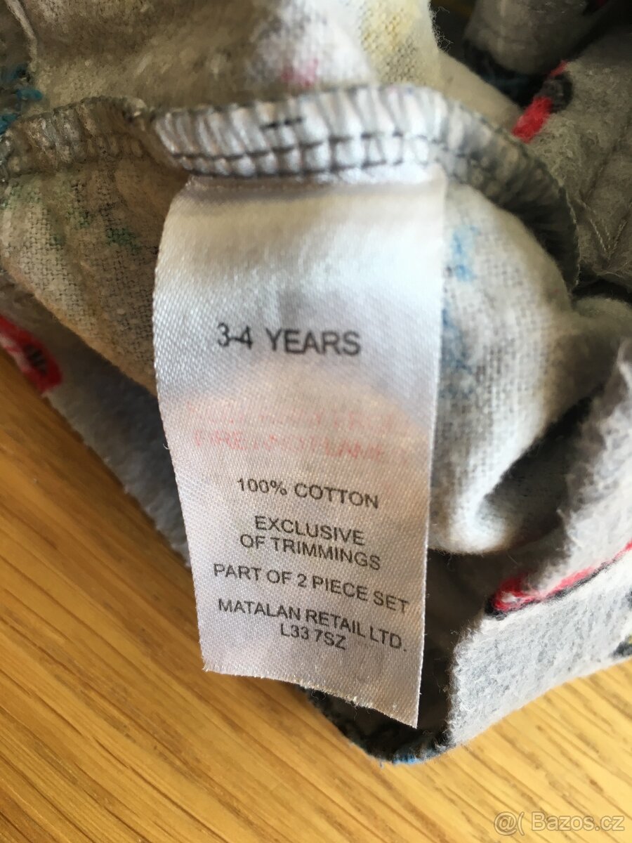 Šedé pyžamo flanel autíčka 3-4y Matalan - 4