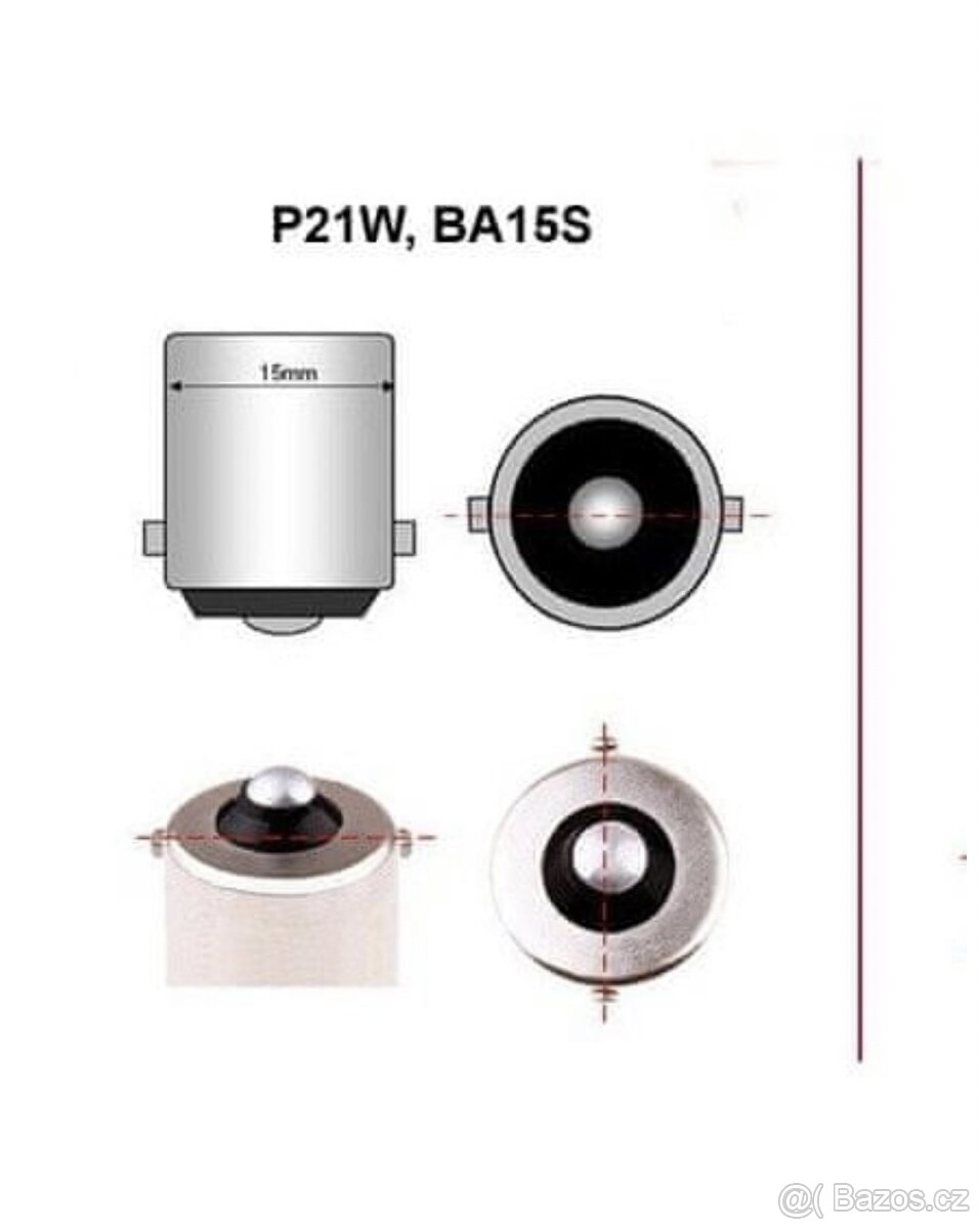 LED autožárovka, 144 led CANBUS P21W bílá nebo oranžová - 4