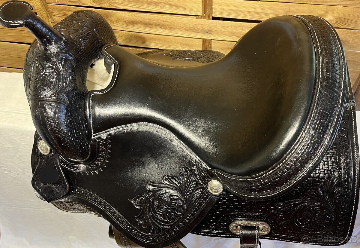 Westernový sedlový komplet 20) černé Basket s úzkou bordurou - 4