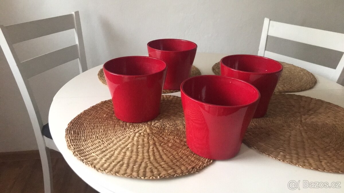 4ks červený kvetinač - 4