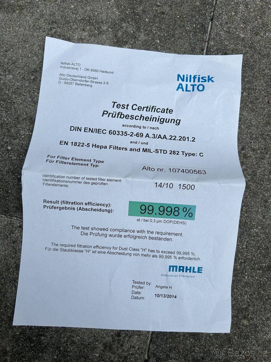 Náhradní filtr pro vysavač Attix 9 - 4