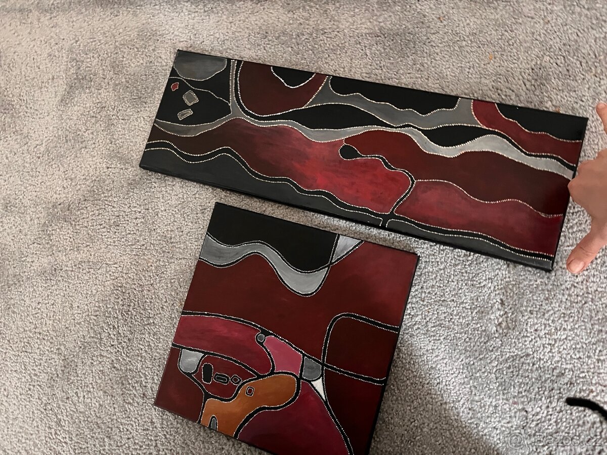 Ručně malované abstraktní obrazy – sada dvou - 4