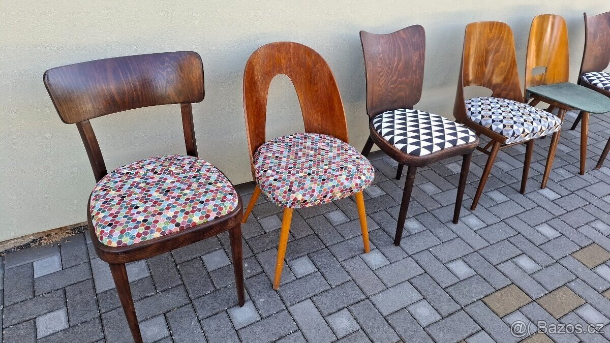 Mix čalouněných retro židlí 6ks - 4
