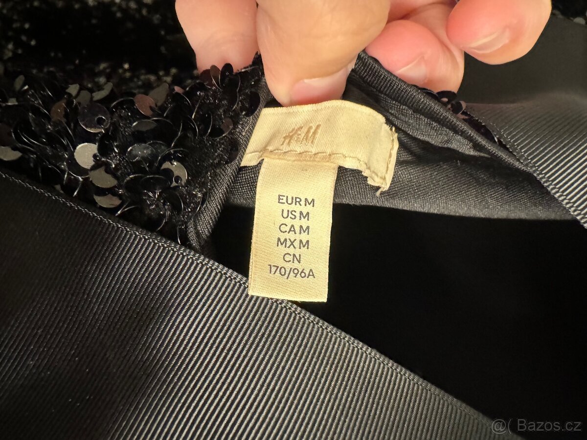 Černé šaty s flitry a mašlí vzadu vel. M H&M - 4