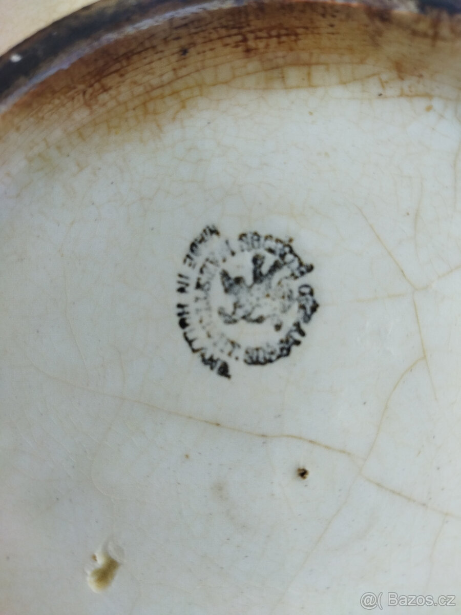 Starožitná značená kameninová mísa - 4