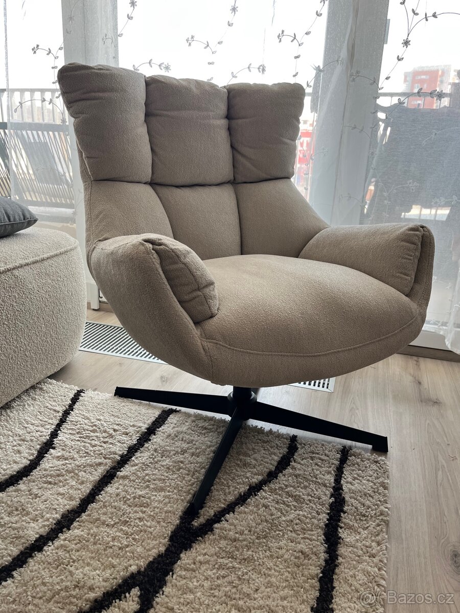 Otočné křeslo Odette - krémové - 4