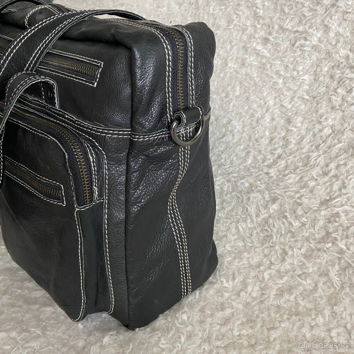 Aktovka kabelka černá z pravé kůže unisex - 4