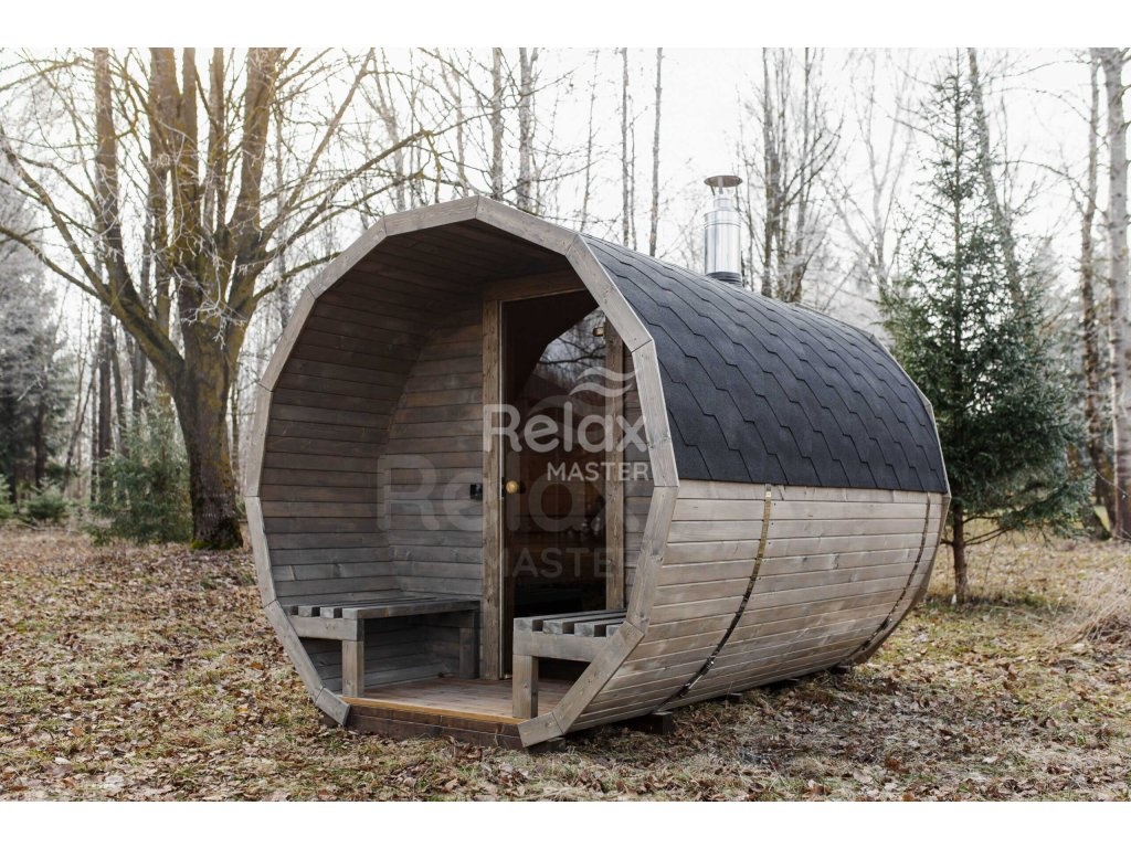 Finská sudová sauna 3 m s terasou - 4