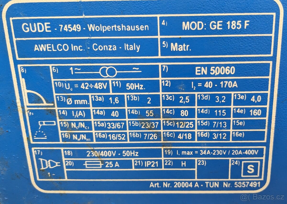 Transformátorová svářečka Gude 185F - 4
