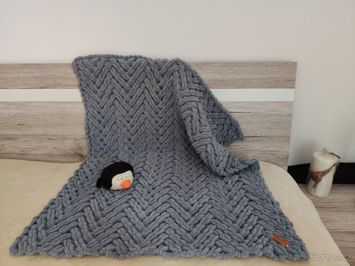 Pletená dětská deka šedá_ - 4