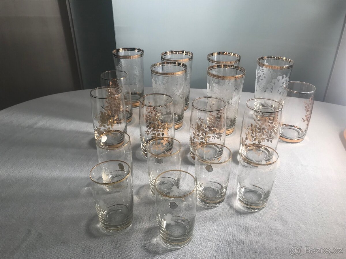 Bohemia Crystal broušené zlacené sklenice - 4