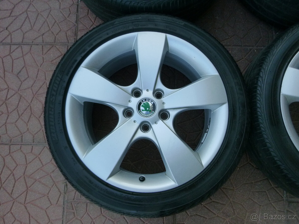 Letní sada alu disky kola - originál Škoda 5x112 7Jx17 ET54 - 4