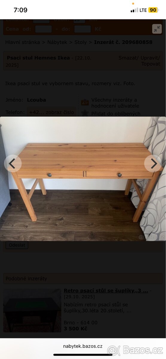 Psací stůl Hemnes ikea - 4