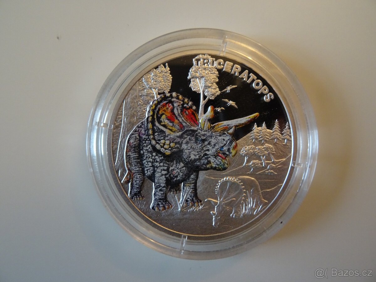 Stříbrná mince Pravěký svět - Triceratops proof - 4