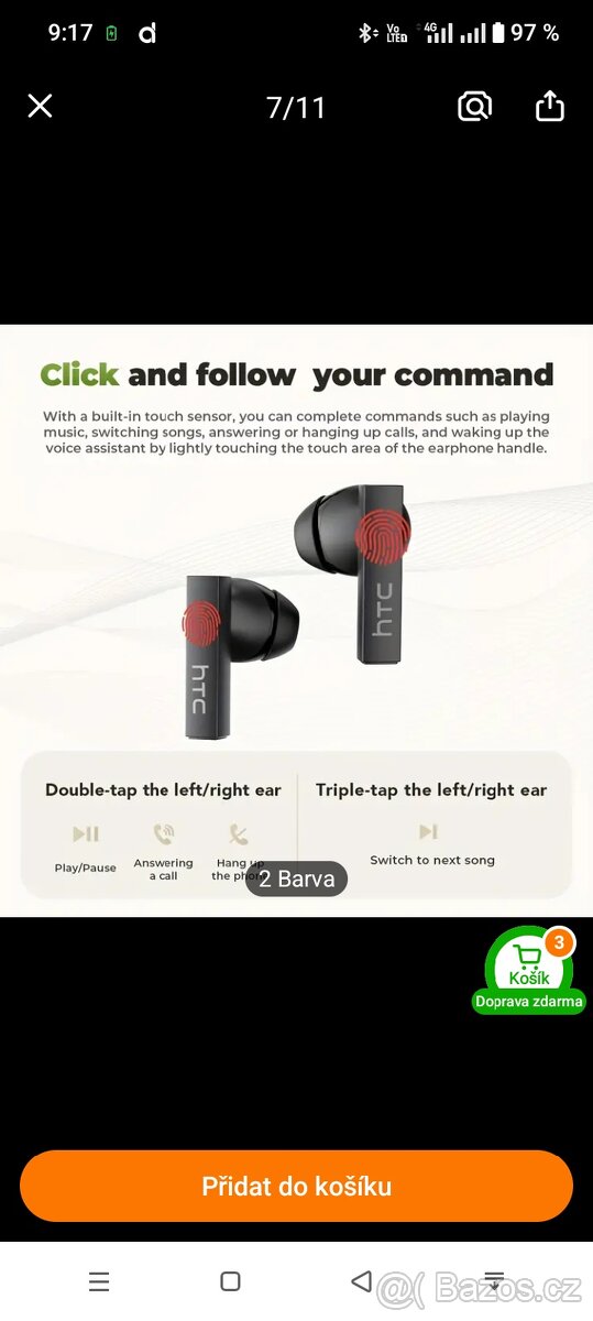 Bezdrátová sluchátka HTC - 4