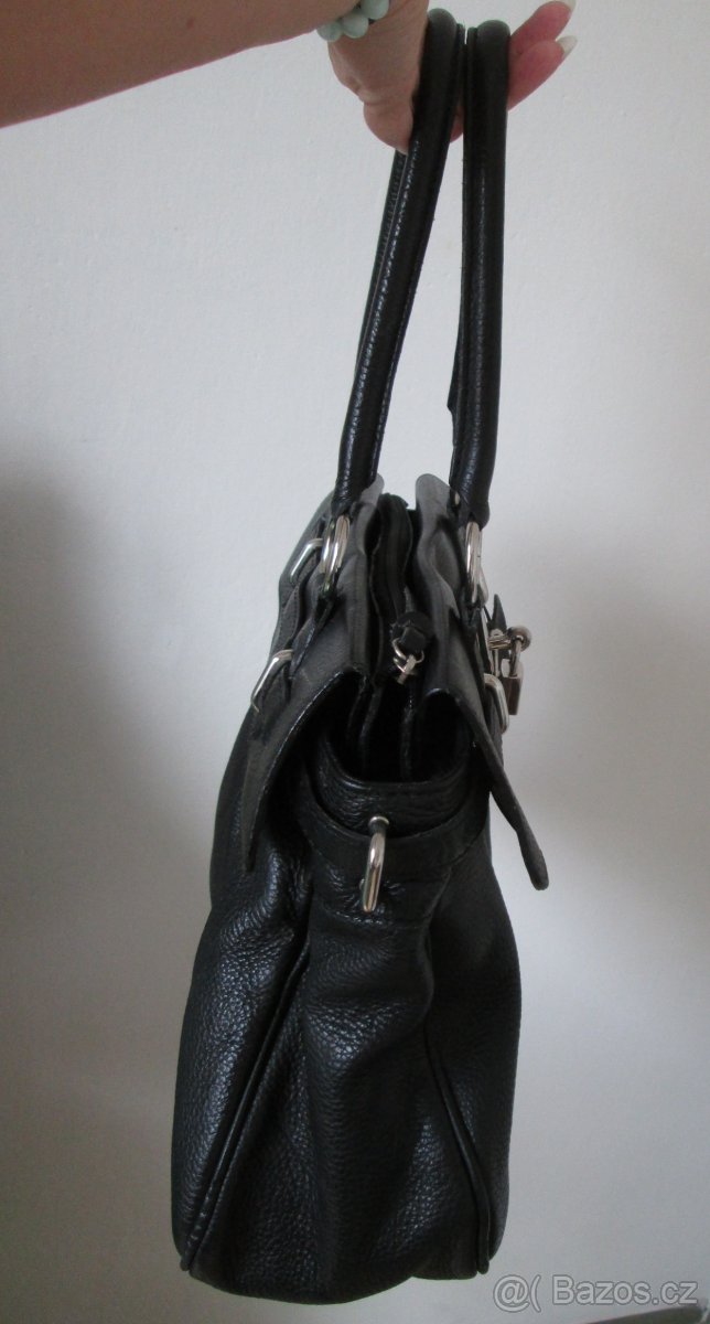 Kabelka styl Birkin, černá kůže. P R O D Á N O - 4