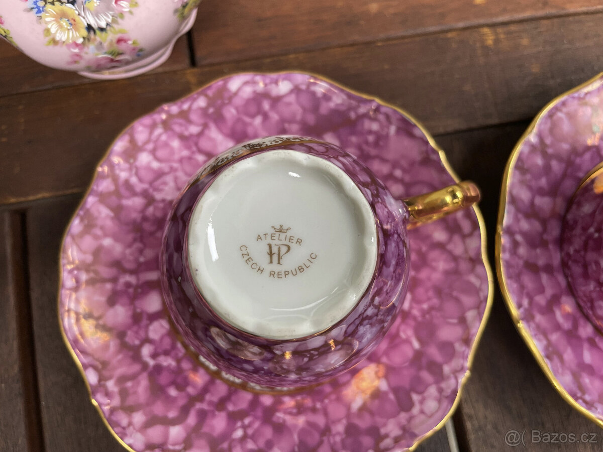 Znač.československý ručně vyráběný malovaný zlacený porcelán - 4