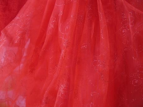 Sváteční vánoční červené tylové šaty vel.116 - 4