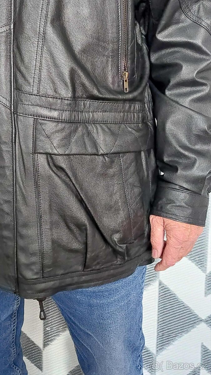 PÁNSKÁ KOŽENÁ BUNDA - PARKA - vel. 54 - 4