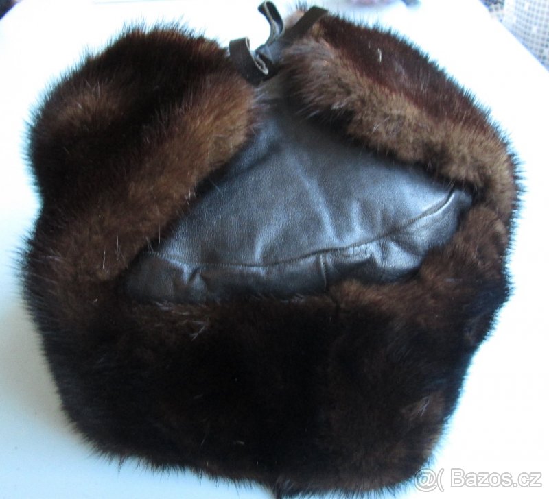 Čepice, ušanka dámská, norek a kůže - 4