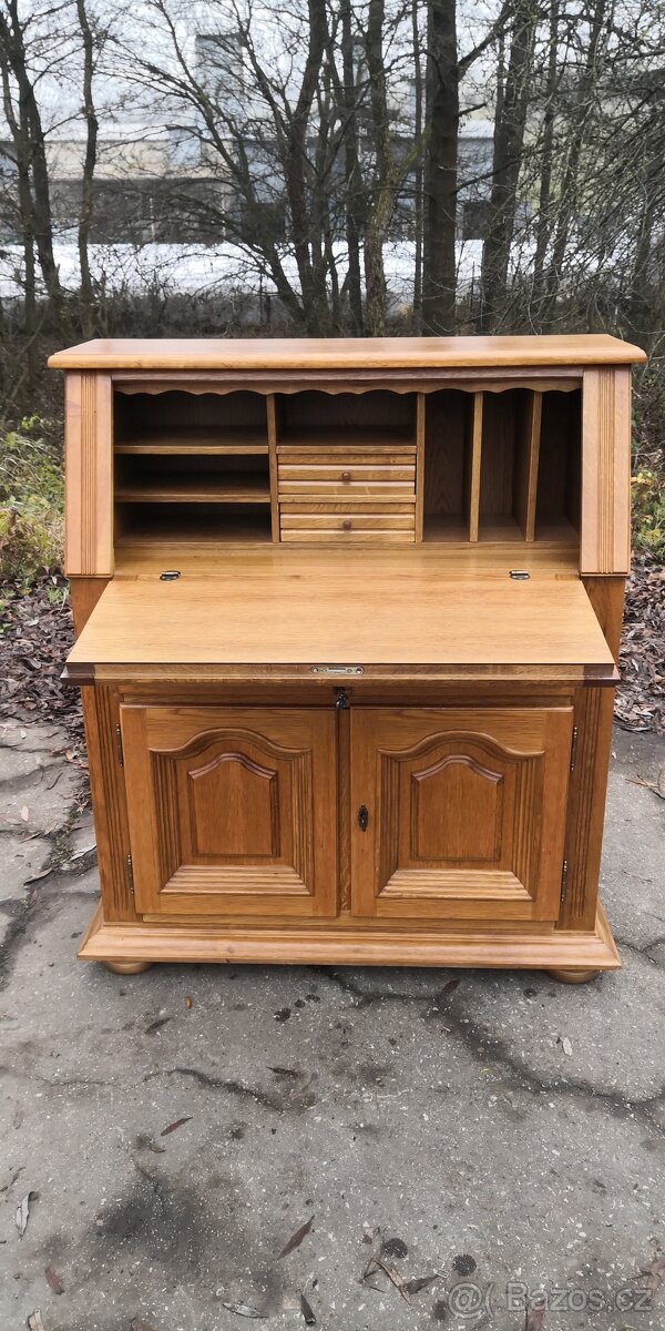Masivní dubová komoda - psací stůl - 4
