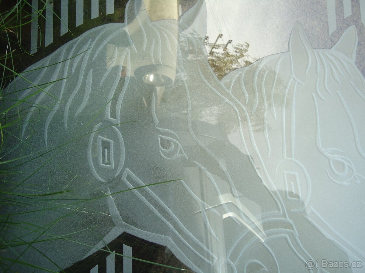 Skleněná výplň do dveří - motiv koně - 4