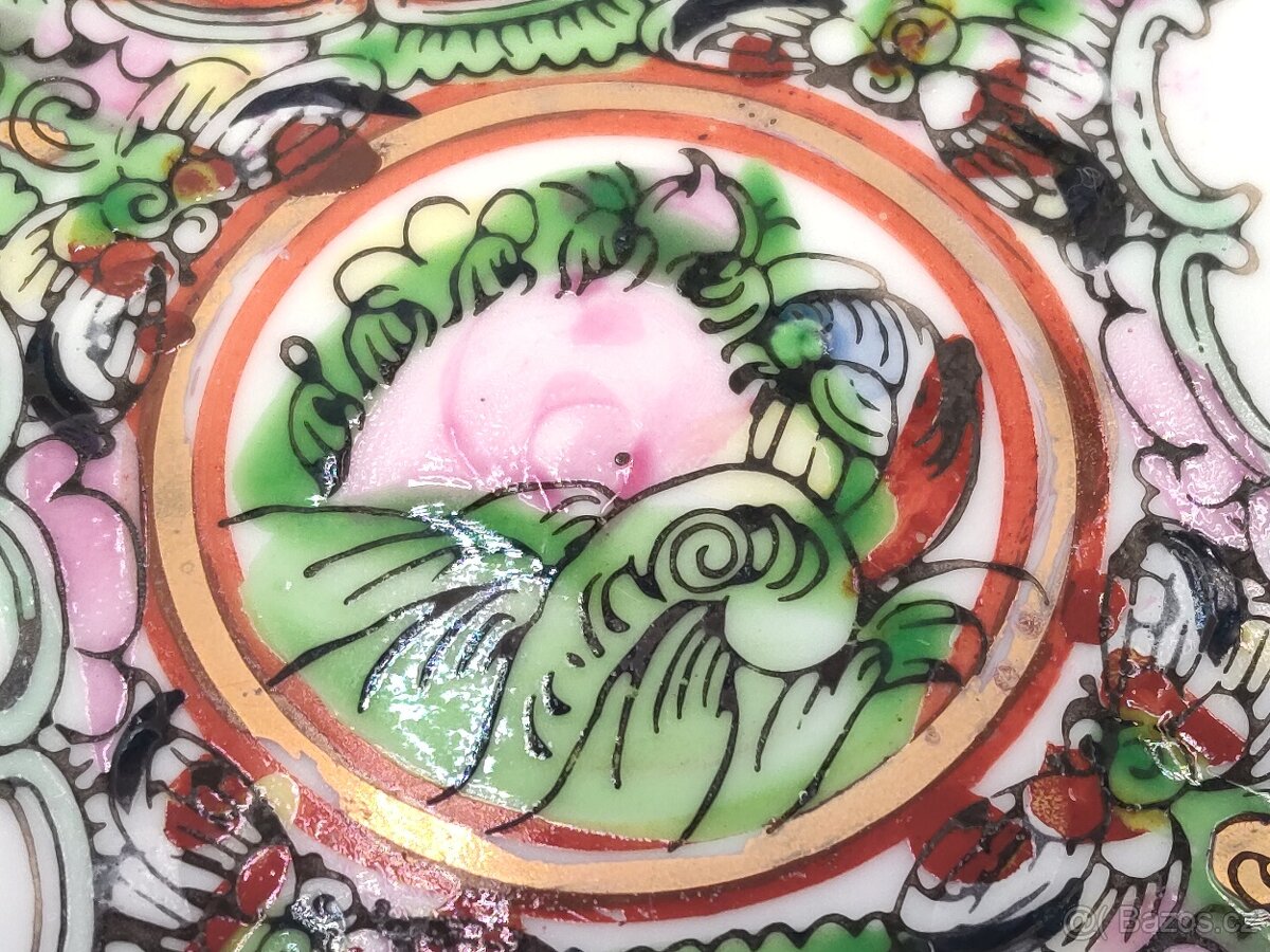 Luxusní starožitný porcelánový čínský talíř 19 století - 4