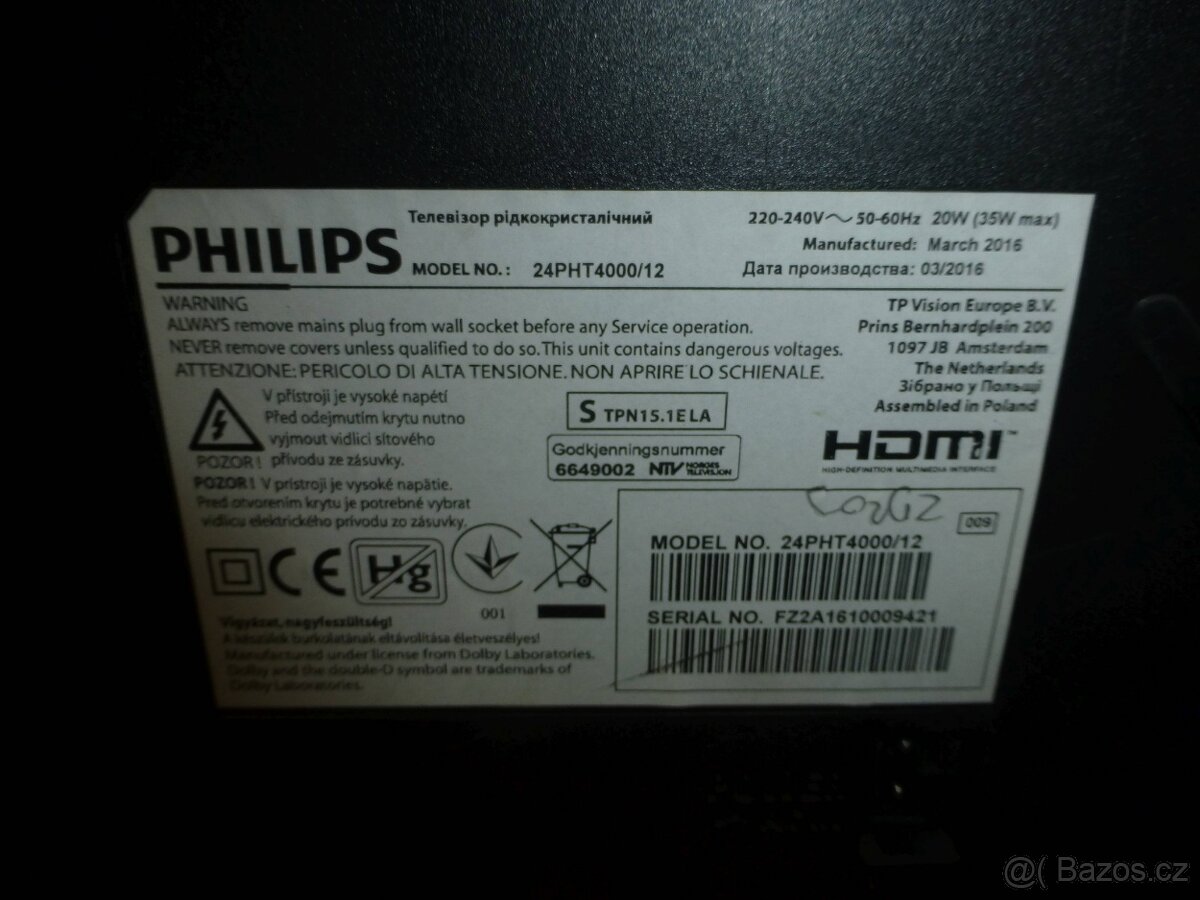 LED televize 60 cm PHILIPS, 24 palců, DVB-T2 - 4