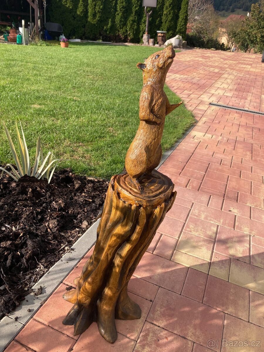 Dřevěná socha stojící myšky - 4