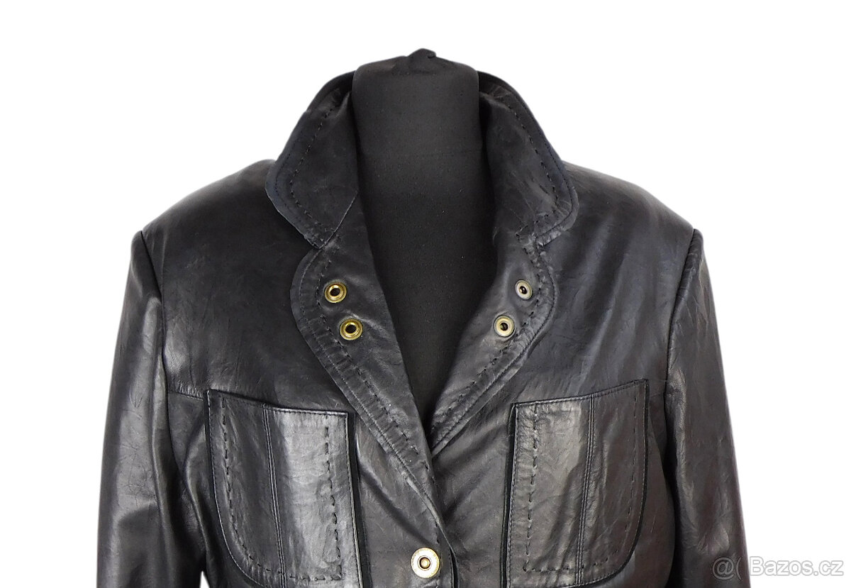 Kožená měkká dámská černá bunda DERI vel. L - 4