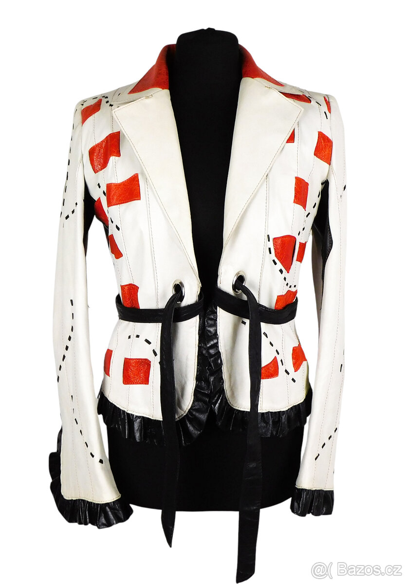 Kožené dámské barevné sako vel. XS - 4