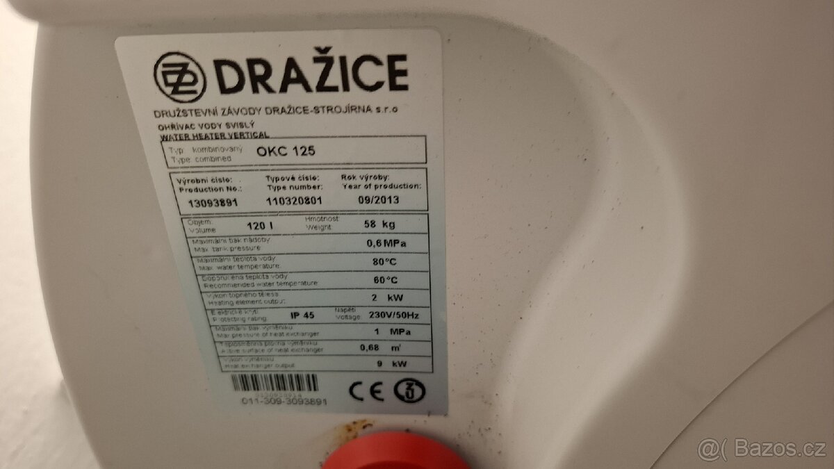 Bojler 120l Dražice OKC 125, kombinovaný - 4