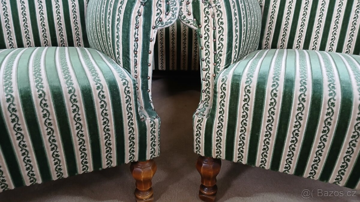 Starožitná masivní sedací souprava 3+1+1 TOP STAV - 4