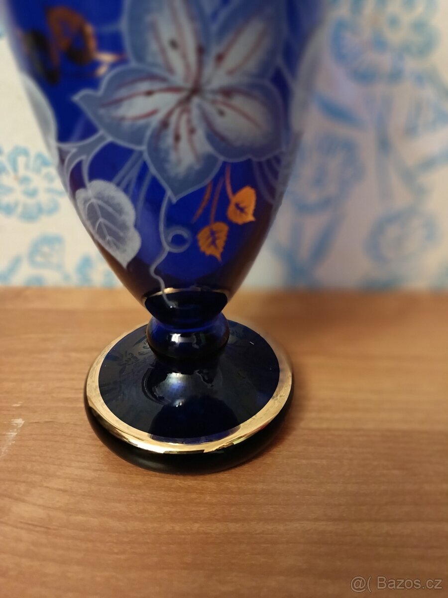 Modrá skleněná váza - 4