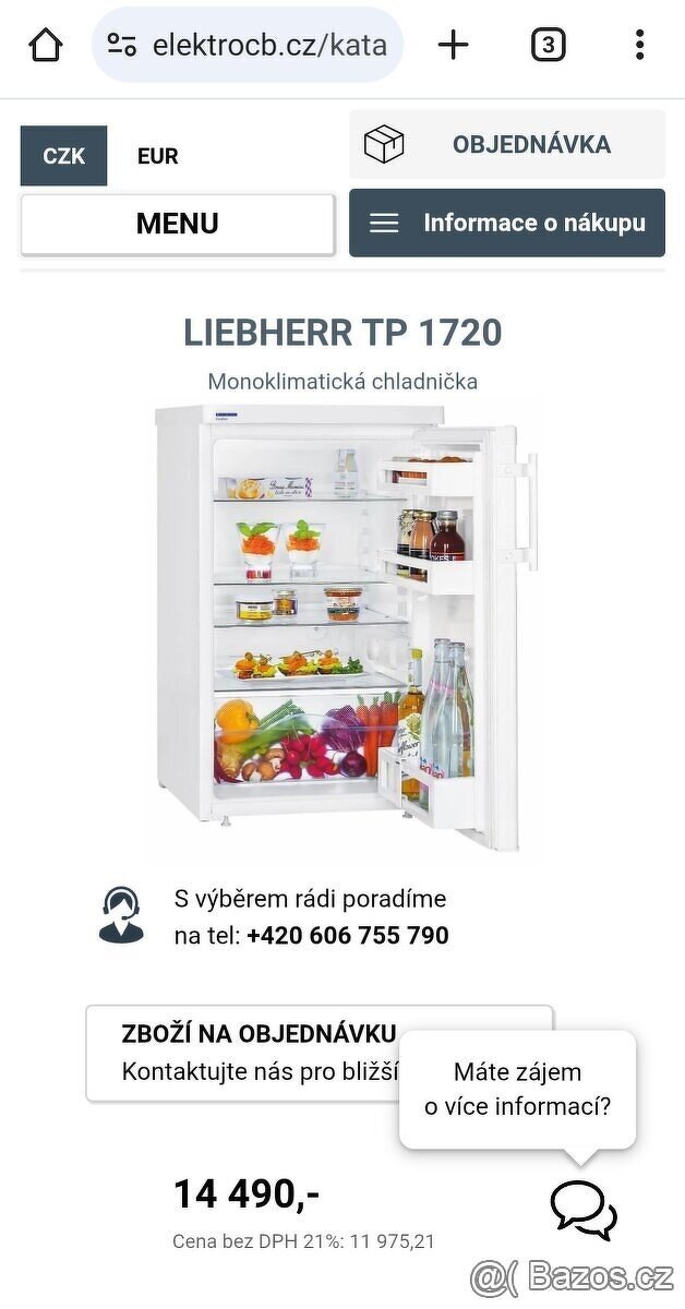 Lednička Liebherr - skoro nová , široká 60 cm - 4