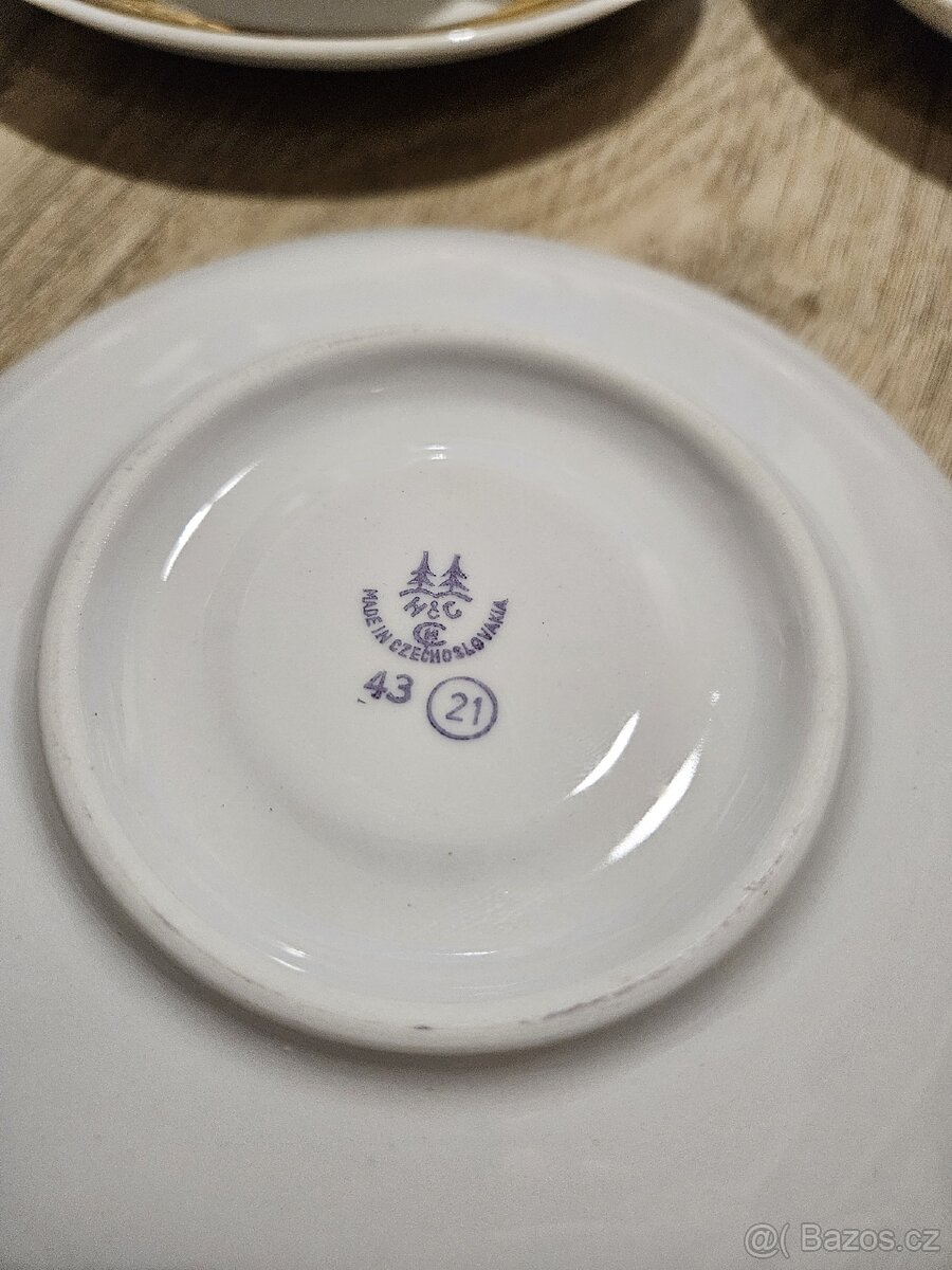 5ks hrnky - šálky + podšálky H&C Made in Czechoslovakia - 4