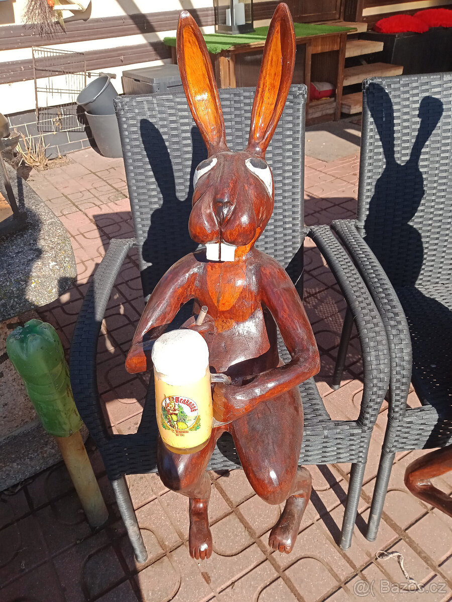 Dřevěné sochy - Velikonoční zajíci - - 4