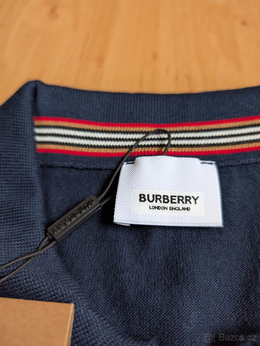 Navy polo tričko Burberry vel. M - 4