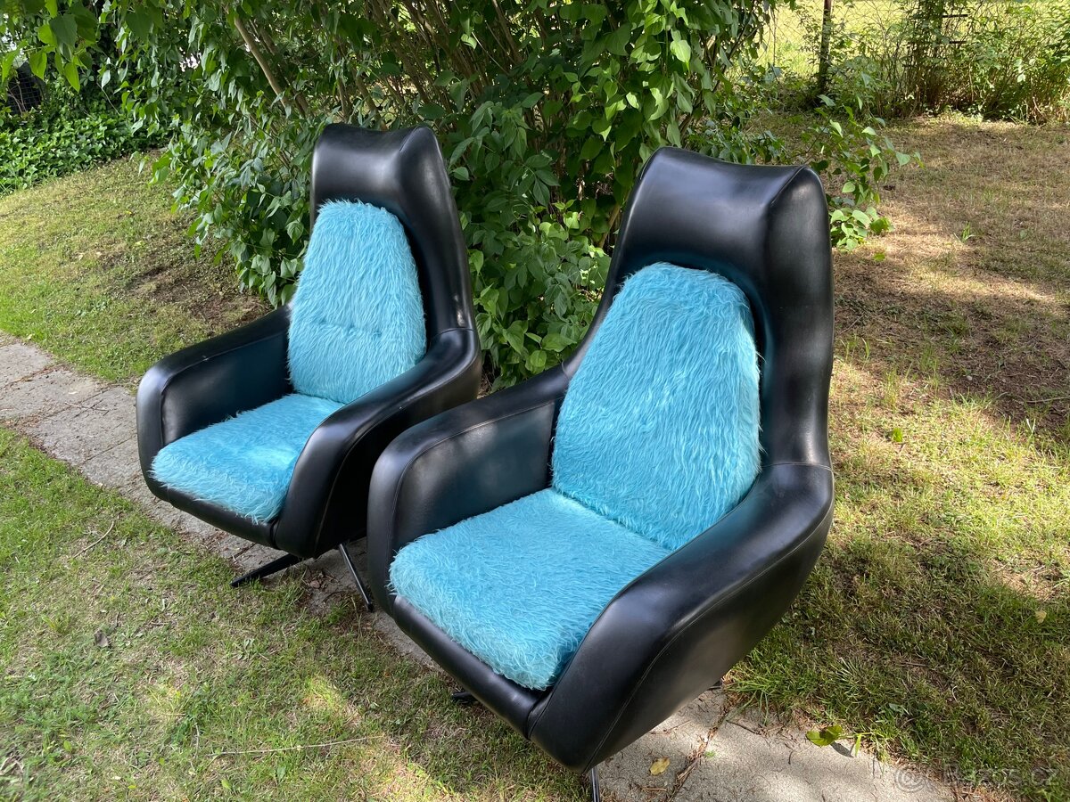 Retro křesla 2ks otočná - 4