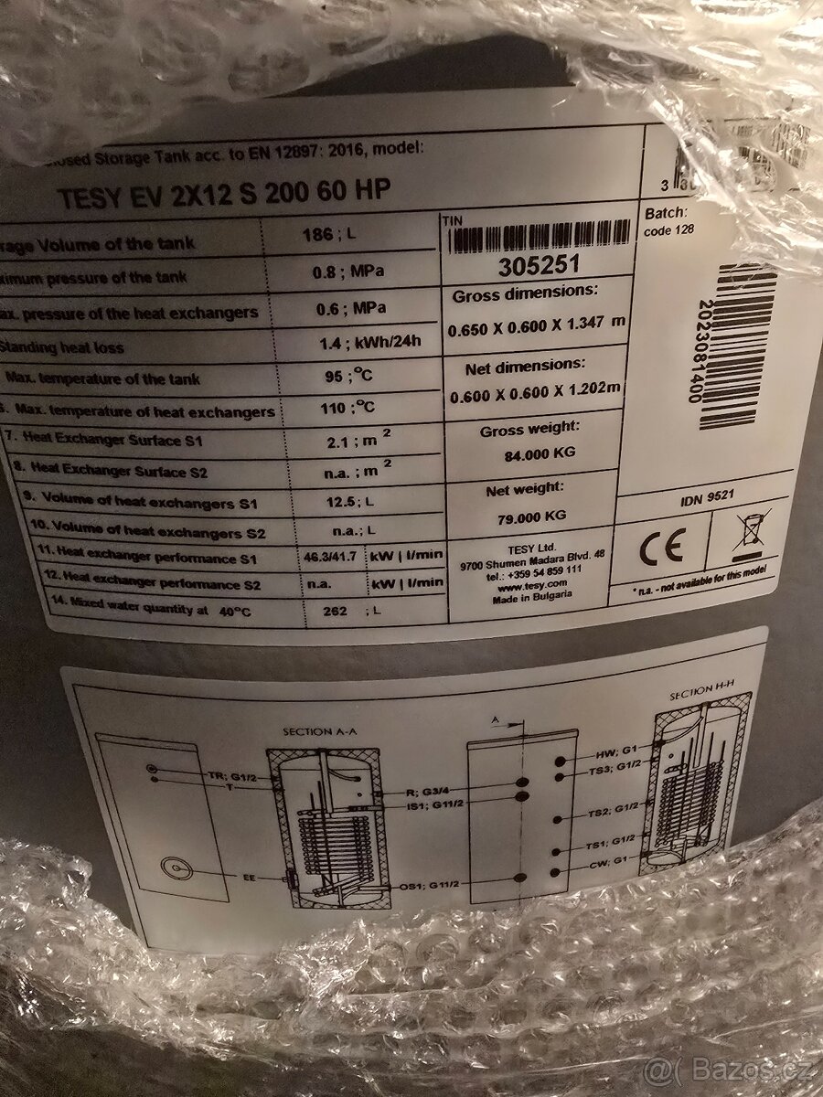 Bojler s výměníkem TESY 200L EV - 4