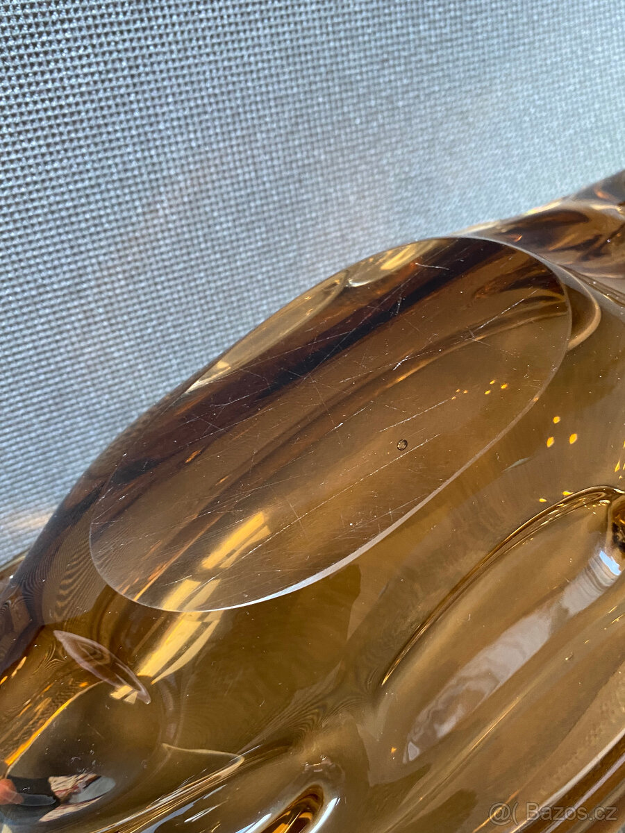 Žardiniéra Red Core 36 cm, medové hutní sklo, J. Beránek - 4