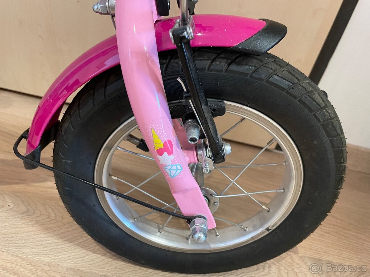 Dětské kolo PUKY YOUKE 12-1 Alu – růžové + boční kolečka - 4