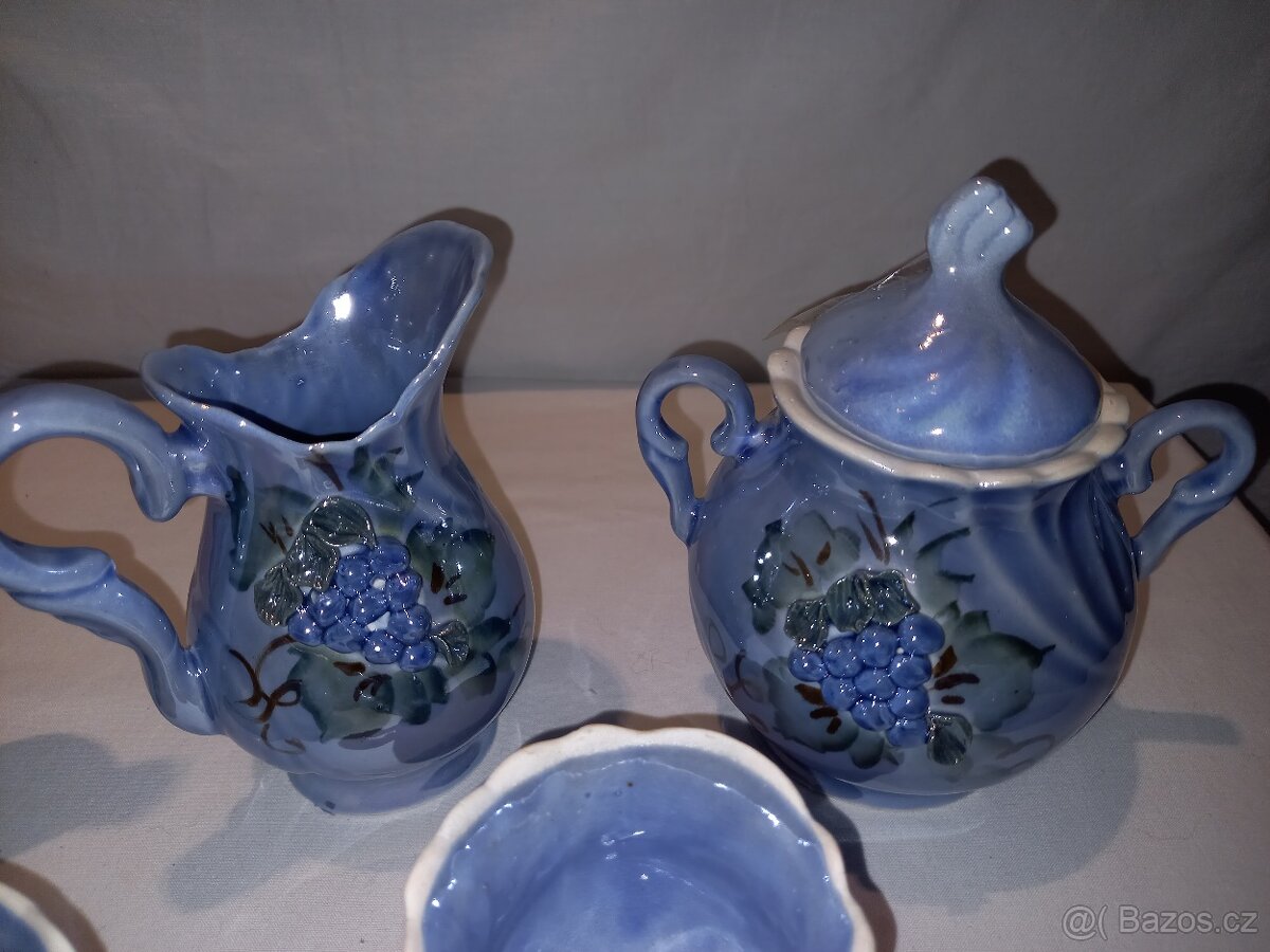 Glazurovaná keramika - kávový servis (9 ks). - 4