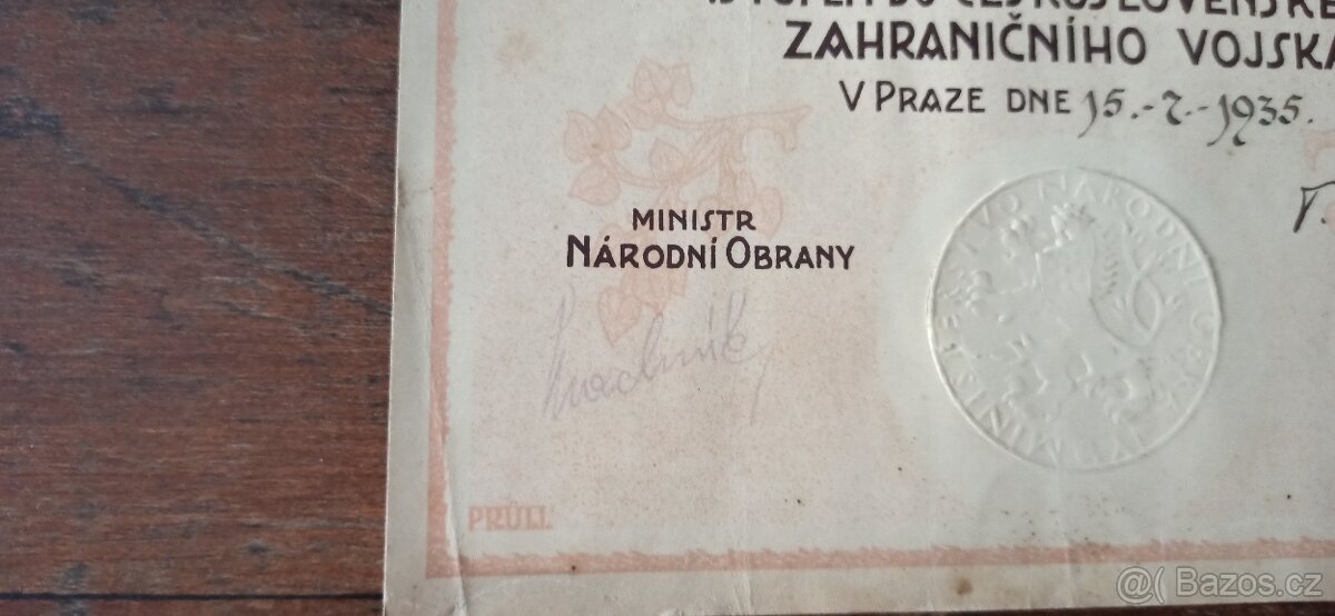 ČSR dekret Italský legionář. - 4