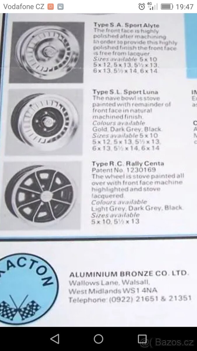 Alu kola 4x114,3 R13 Exacton Type SA Triumph Spitfire GB - 4